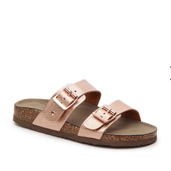 madden girl birkenstocks rose gold